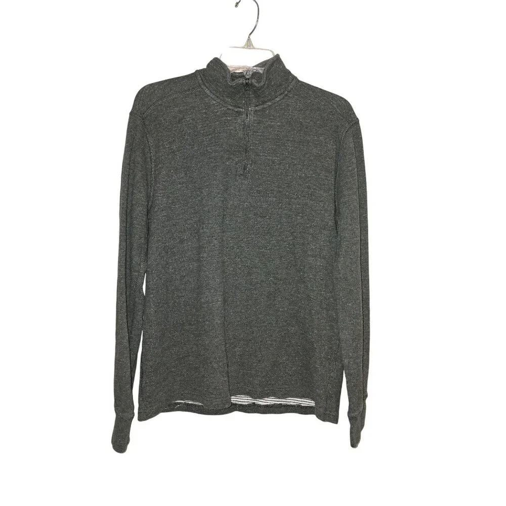 J.Crew Mens Heather Gray Zip Pullover Sweatshirt Medium 100% Cotton‎